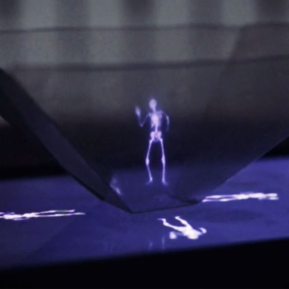Pseudo-hologramme d'un squelette.