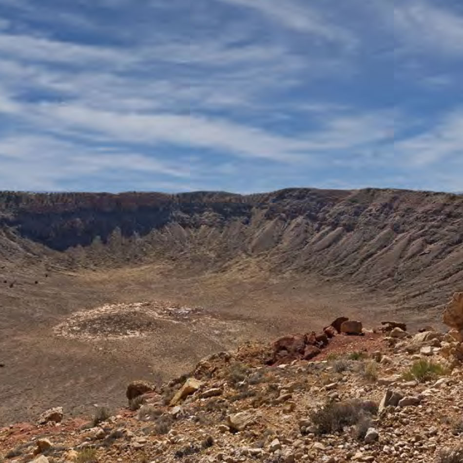 A meteor crater on Earth.