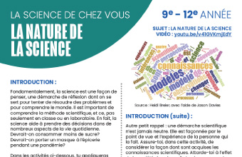 Image of the instructional PDF, La nature de la science