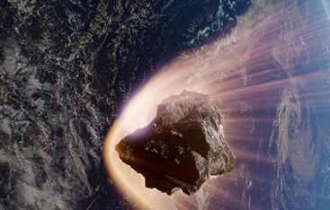 An asteroid entering the Earth's atmosphere.