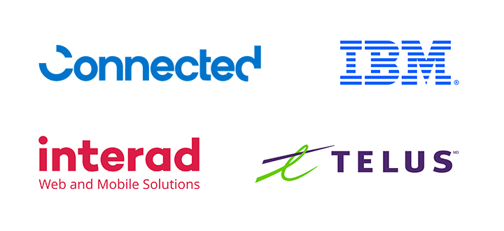 Logos des commanditaires d'avant-poste : Connected, IBM, Interad, Telus.