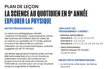 Explorer la physique – plan de leçon en PDF