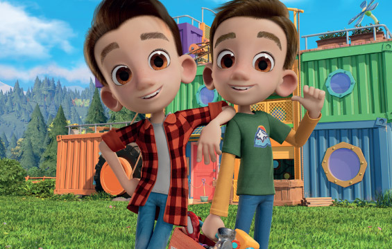 Image des enfants Jonathan et Drew de l'émission télévisée animée «Builder Brothers Dream Factory».